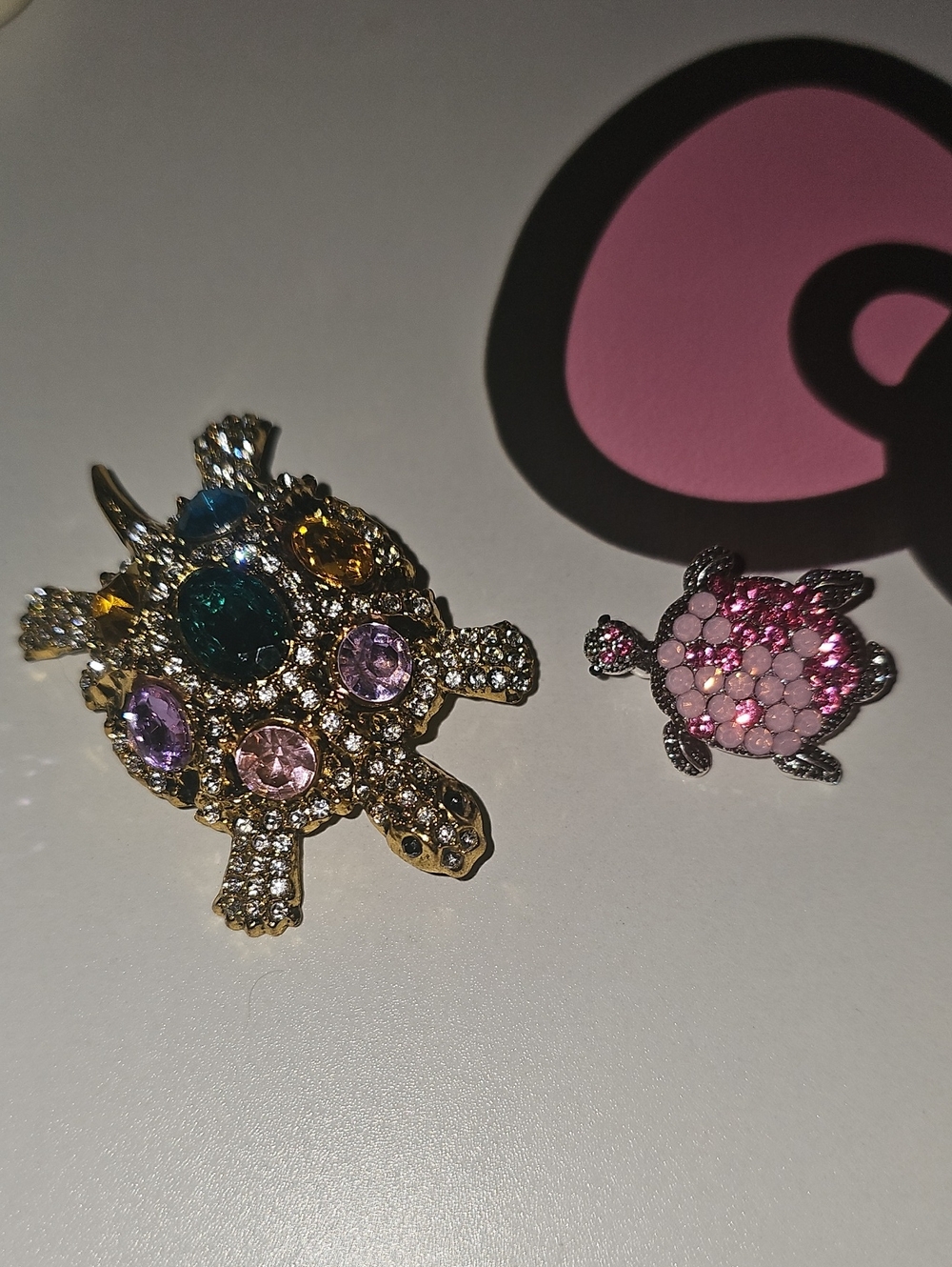 Turtle Brooch Multicolored Rhinestones 20c Bundle Silve & Gold Tone